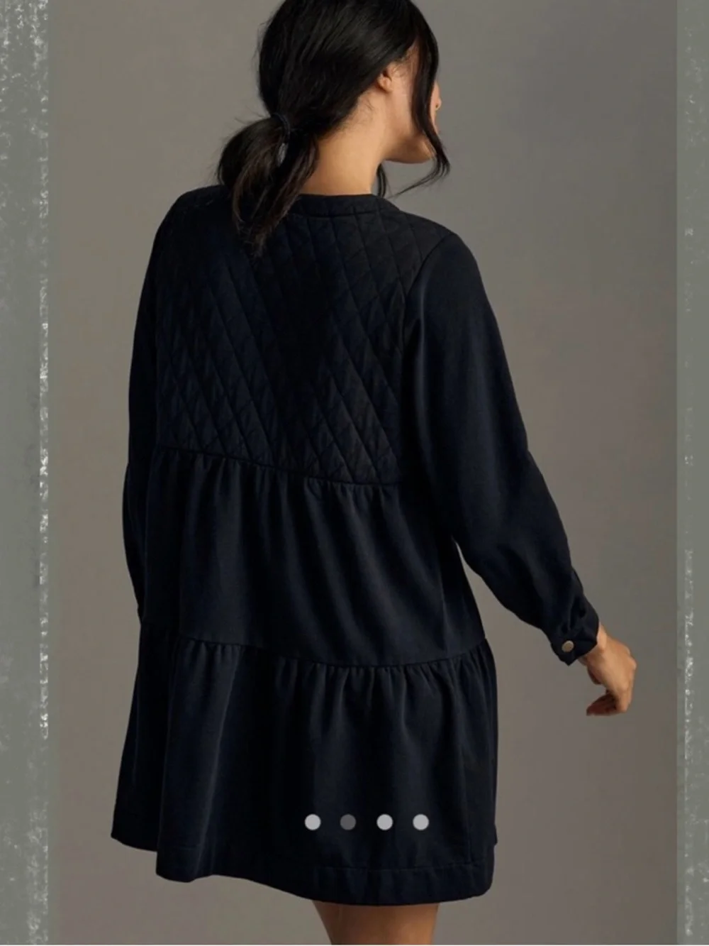 Anthropologie Black Button-Front Mini Dress - Picture 4 of 6